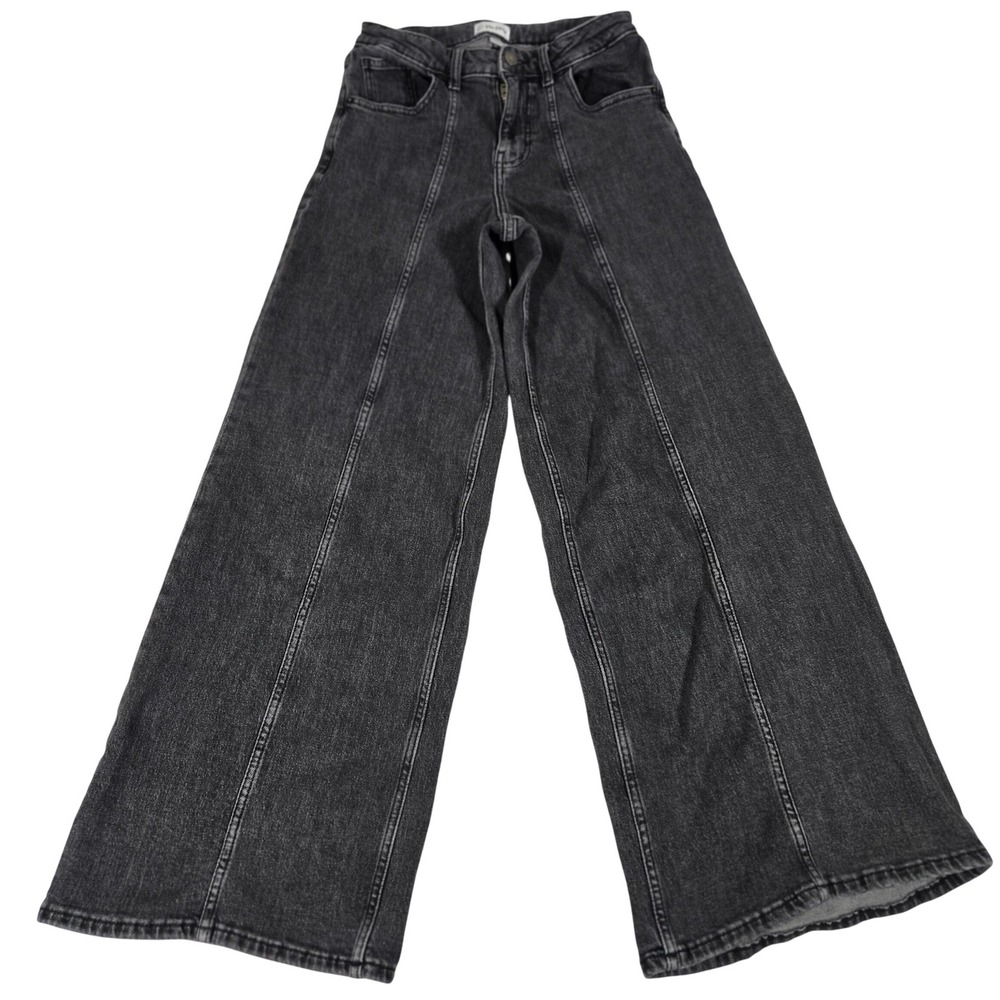 The‎ Drop Frida Jeans Womens 25 Faded Carbon Black Wide Leg Seam Front Y2K